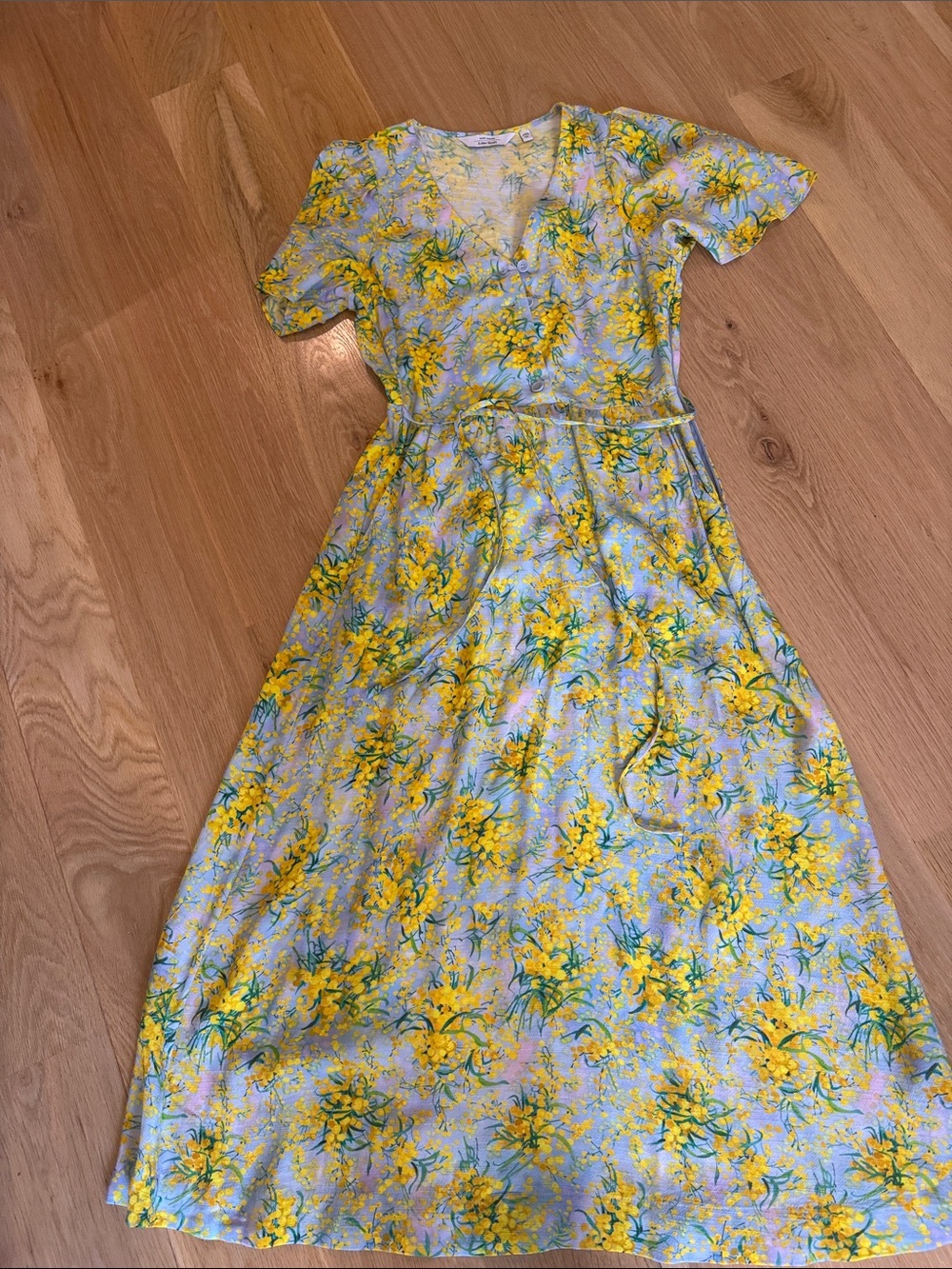 & Other Stories Yellow Floral V-Neck Blouse